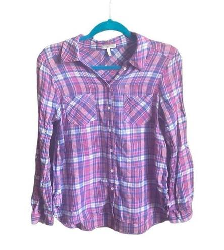 Joie  Aiden Plaid Button Down top. Size Small.