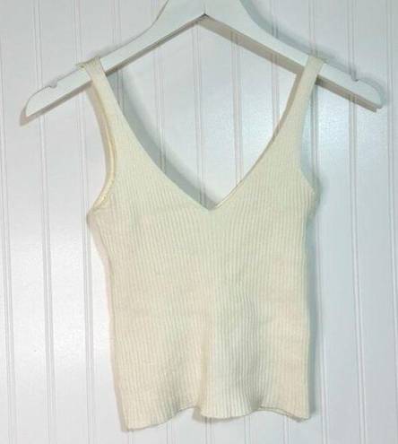 Debut Women's Ribbed Knit Tank Top Cream Sz S/M