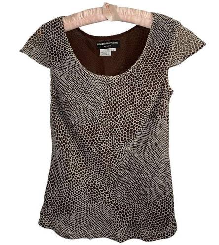 Donna Morgan  Petites 100% Silk Wild Brown Animal Print Top size 4