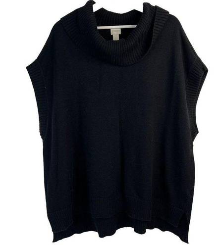 Chico's Chico’s Size 3 XL 16 Nina Cowl Neck Sweater Cotton Blend Black Sleeveless Poncho