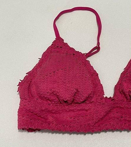 Vix Paula Hermanny  Scales Helen Laser Cut Triangle Bikini Top Swim Pink Large