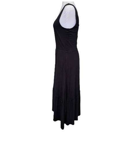 Jason Wu J  Scoop Neck Black Knit Ruffle Midi Dress With Pockets Small MSRP $65