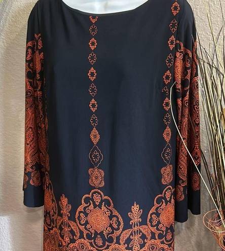 Enfocus Petite  long sleeve printed knit shirt dress size 12 petite