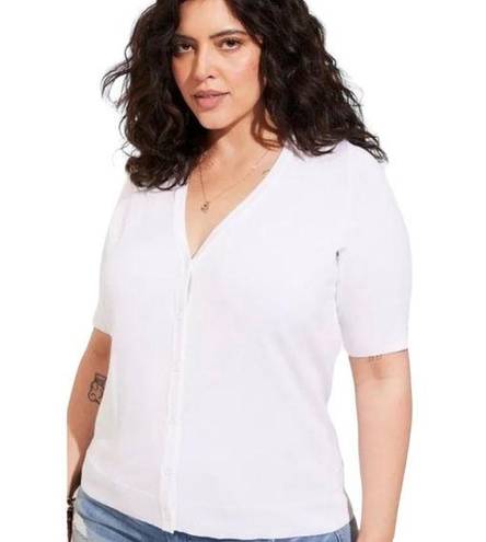 Torrid  white button down V-Neck cardigan short sleeved sweater size 10