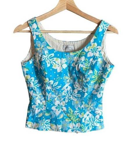 Tahari  Y2k hibiscus crop tank