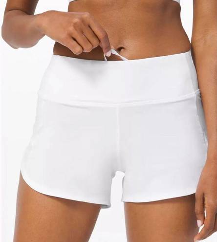 Lululemon White Speed Up Low-Rise Lined Short 2.5”