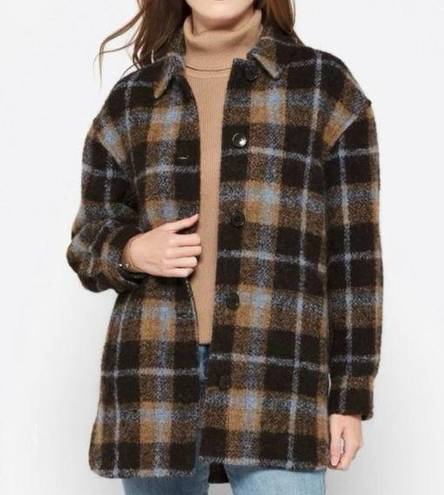 Madewell  Shacket Womens 1X Brown Plaid Wool Alpaca Belrose Shirt Jacket NEW