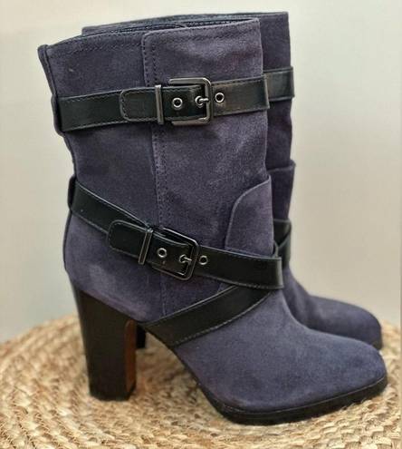 Pour La Victoire  Roslyn Buckle Wrap Blue Suede Boot Size 6.5