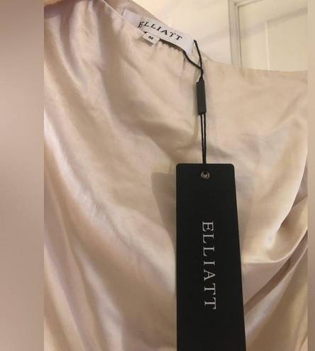 Elliatt NWT  Cassini One Shoulder Satin Dress in Light Gold or Cream Size Medium