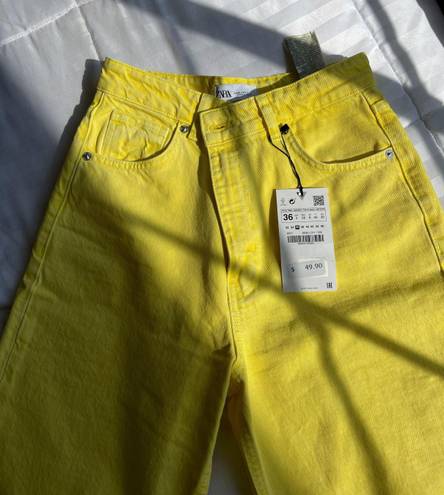 ZARA Yellow  Wide Leg Jeans