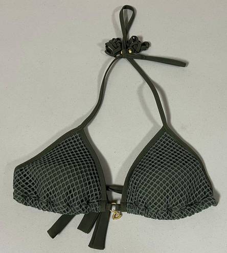 Banana Lemon Banana Moon Olive Green Fishnet Mesh String Bikini Swim Top Bathing Suit Designer Luxury Swimwear Size M ✨