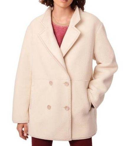 Bernardo  Womens L Double Breasted Faux Fur Coat in Cream NEW