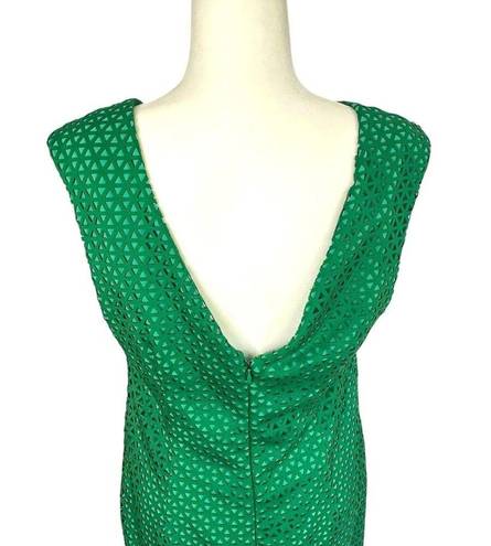 Tracy Reese PLENTY by  Emerald Green Sheath Dress Size 12 Laser Cut Knee Length