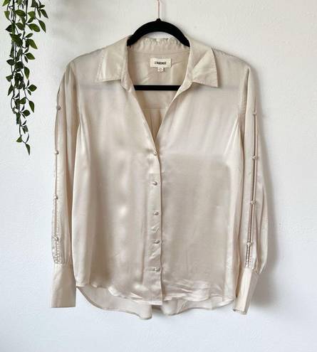 L'Agence  Ivory Jordy Silk Button Sleeve Blouse Sz M