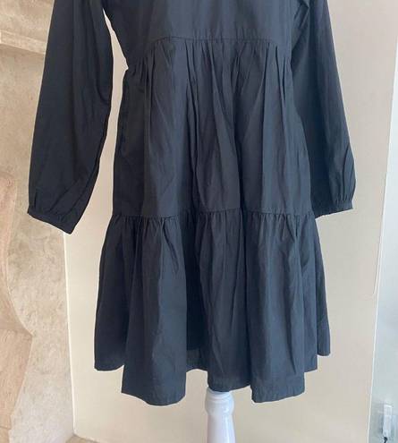 J.Crew  Cotton Poplin Black Tiered Womens Size XS Bohemian Knee Length