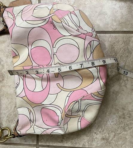 Coach  hobo canvas bag y2k pink shoulder purse
 Top zip pink white