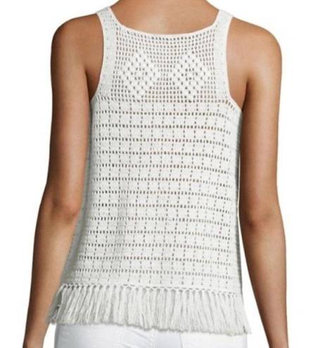 Joie  Zaylee Crochet Sleeveless Fringe Hem Top Cream Beige 100% Cotton Medium M