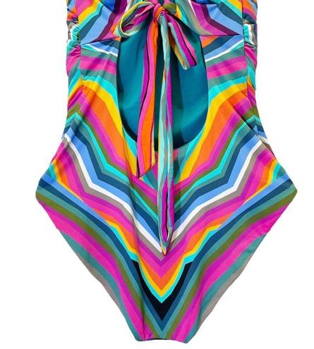 Trina Turk NWT  Louvre Striped High-Neck Reversible One-Piece Swimsuit Size 10