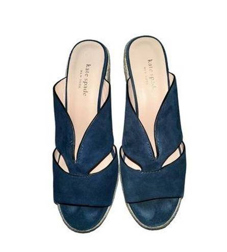 Kate Spade  Navy Suede Wedge Espadrille Sandals Size‎ 8.5M