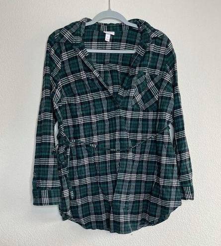 Isabel Maternity  flannel half button long sleeve