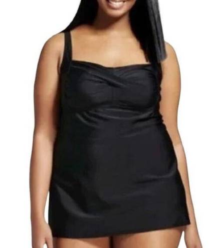 Ava & Viv NWT ~  One Piece Black Swim Dress Swimsuit ~ Women's Plus Size 24W