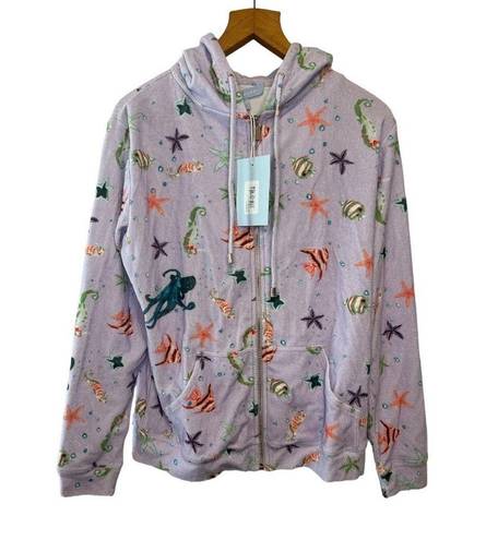 Hill House  The Allie Zip-Up Purple Sea Creatures Jacket—Size Small