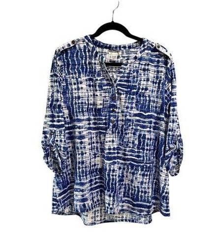 Cathy Daniels  Sheer Striped Blue/White Blouse/Swim Coverup Women's Size XXL Pool