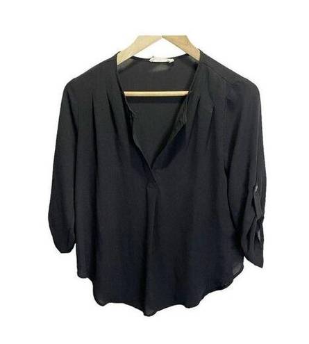 Lush Clothing Lush Womens Black 3/4 Sleeve Blouse Size S Office Work Wear  Top V-Neck Sheer - $14 - From Brooksey