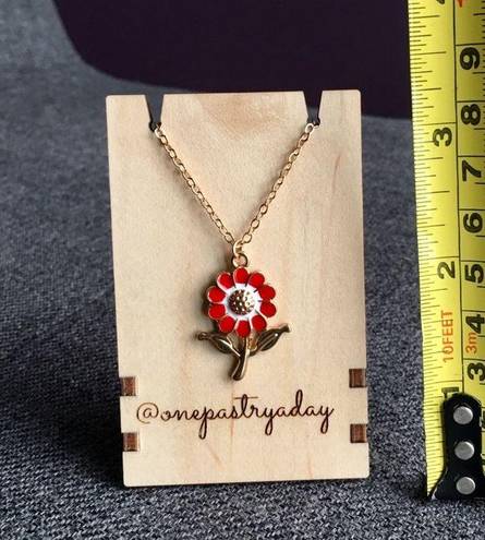 Wish Flower Make a  Fashion Necklace, Gold, Red Enamel