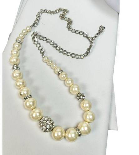 Petal Silver and faux /rhinestone accented long necklace