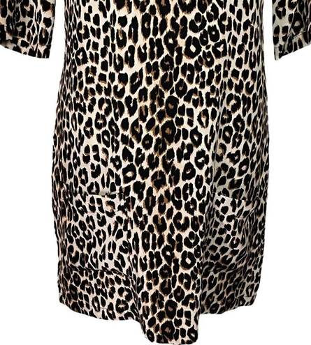 Equipment  Femme Womens Aubrey Dress Leopard Print Silk Shift 3/4 Sleeves Size XS