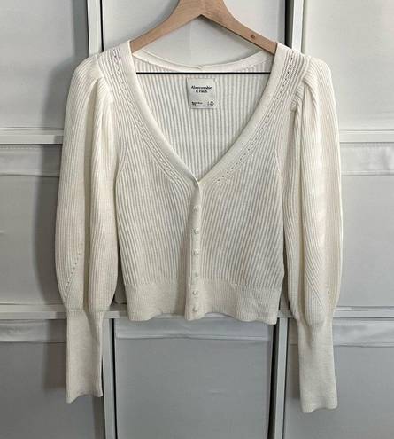 Abercrombie & Fitch  White Pointelle Cardigan Sweater