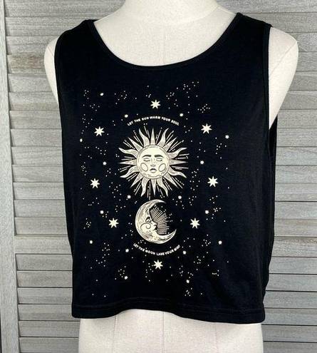 The Moon Celestial Sun/ Black Cropped Tank Top-Large