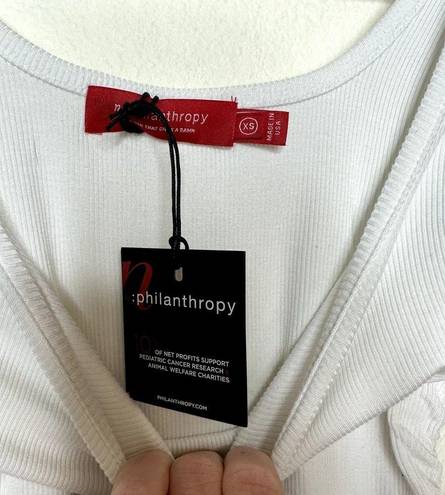 n:philanthropy  X REVOLVE NWT White Ribbed Prince Tank Top Thong Bodysuit XS