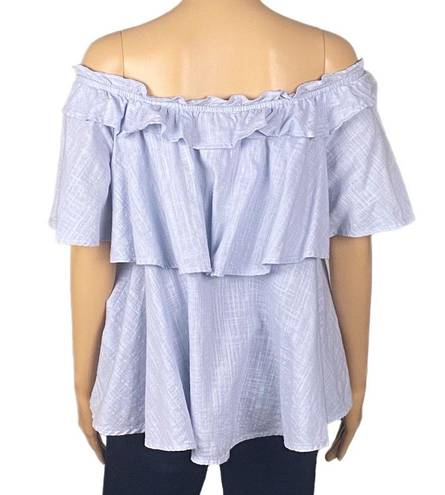 BeachLunchLounge  light blue Cotton, on or off-the-shoulder blouse. Size XL. EUC