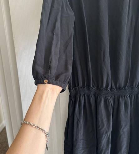 Juicy Couture Y2K  Black Silk Shirtdress with Gold Buttons size 14