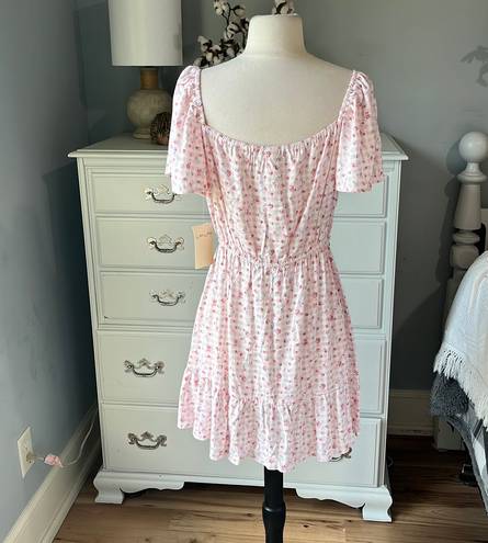 Bebop Pink Cream Floral Dress Romantic Flirty Summer Large