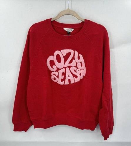 J.Crew  Cozy Season Red NEW Women Medium Sweatshirt BM869 Casual Comfort