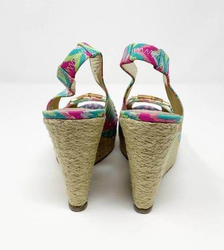Harper Elaine Turner  Batik Print Wedge Sandals 8