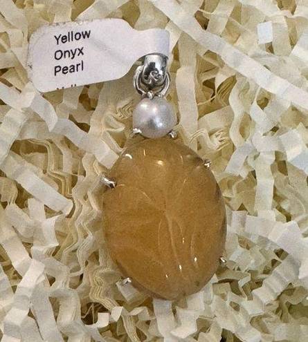 Onyx Yellow  Pearl,  925 Sterling Silver Pendant.