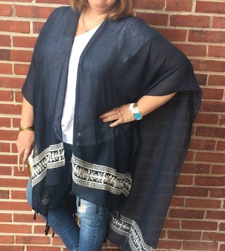 Torrid  Navy & White Tassel Boho Vibe Kimono