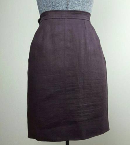 Saint Laurent Yves  Pencil Skirt EU 44 Vintage Wool Flax Purple Designer Luxury