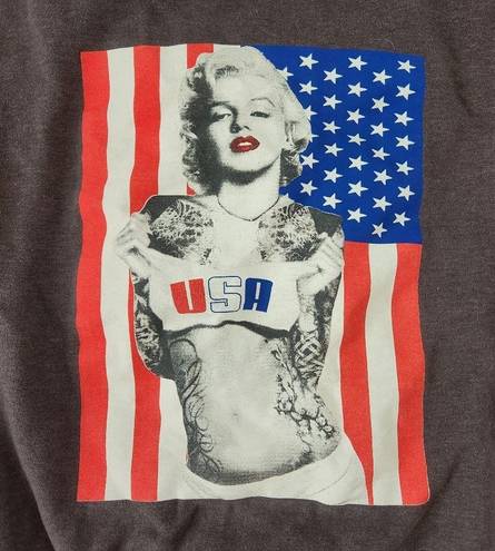 Marilyn Monroe Rag Wear USA American Flag  Angel Wing Crewneck Sweatshirt Medium