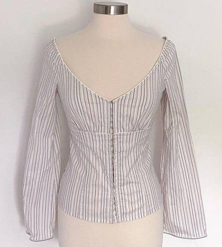 EXPRESS Stretch Y2K Cottagecore Bell Sleeve Corset Pinstripe Top Size 5/6