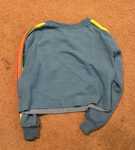 Aviator Nation Cropped Neon Blue Crewneck