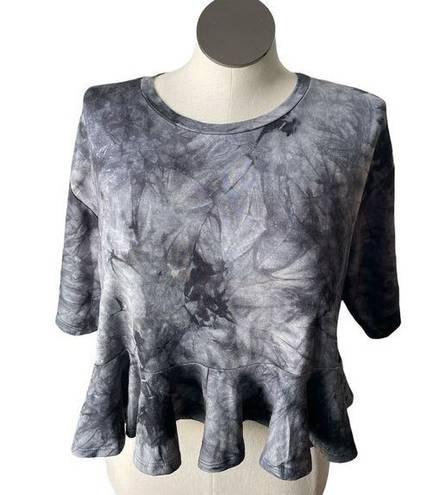 Good Luck Gem  crop top tie dye peplum bottom shirt black Sz XL