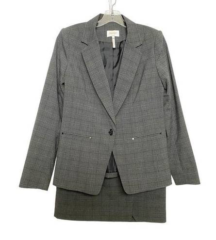 Laundry by Shelli Segal Laundry Shelli Segal Finely Plaid Grey Suit Jacket Blazer/Skirt Set SZ 6