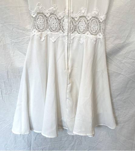 Divided H&M  | Lace Fit & Flare Dress with Appliqué Waist | White | Size: 2