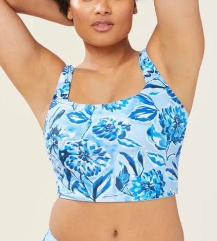 ANDIE  Swim The Siren Tankini Top Blue Floral Print Bathing Suit Size Small