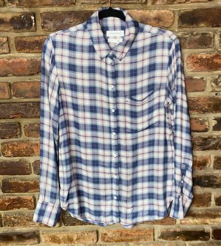 Treasure & Bond  Flannel Plaid Boyfriend Button Down Shirt Women's Size XXS